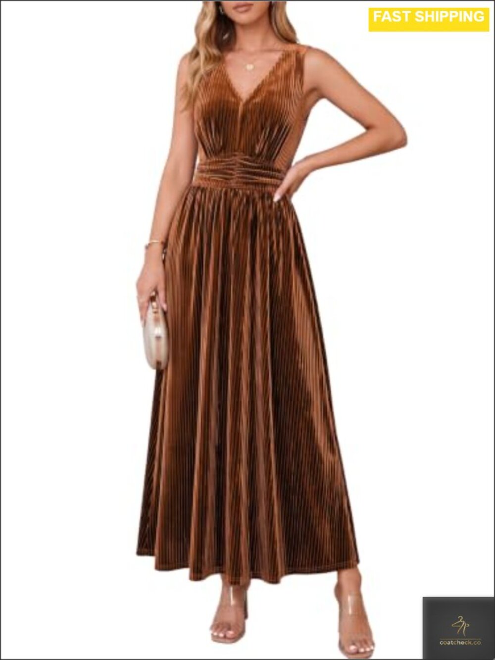 Velvet Sleeveless V Neck Maxi Dress Formal Wedding Guest Cocktail